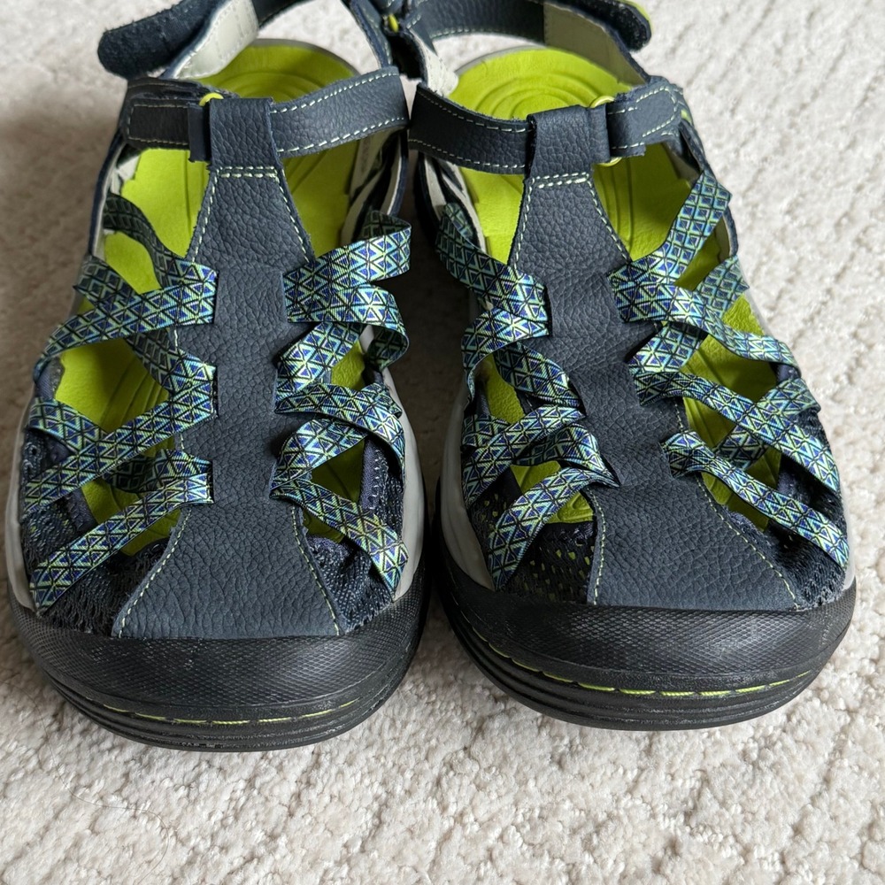 Jambu Women Navy Blue Lime Green Sport Sandals Water Shoes Closed Toe 8.5M - Picture 8 of 12